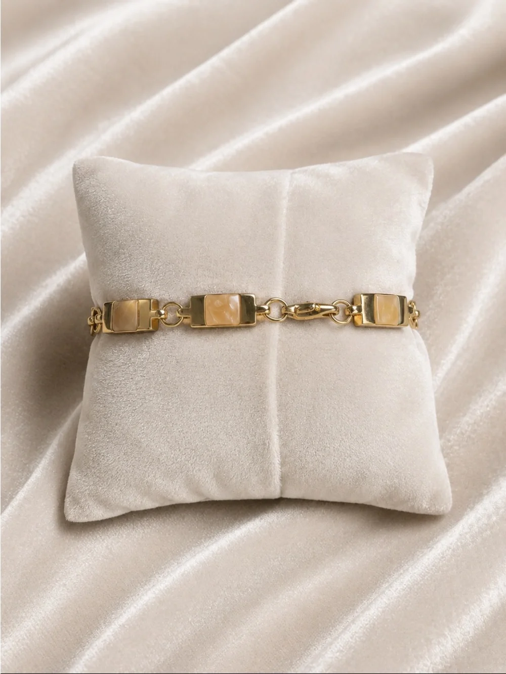 Golden Earth-Tone Rectangle Link Bracelet